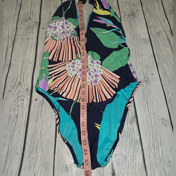 Trina Turk Blue Midnight Multicolor One Piece Swimsuit L77648 Size 12 - Picture 7 of 10